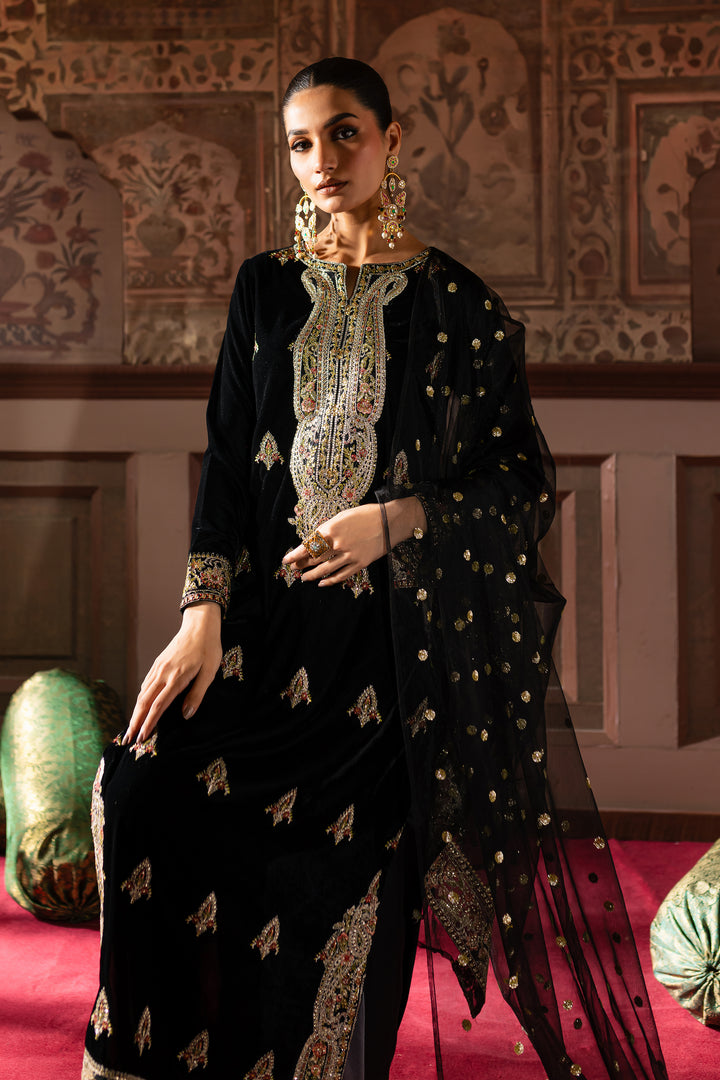 Siyah Gul 3Pc- Embroidered Luxe Pret - BATIK