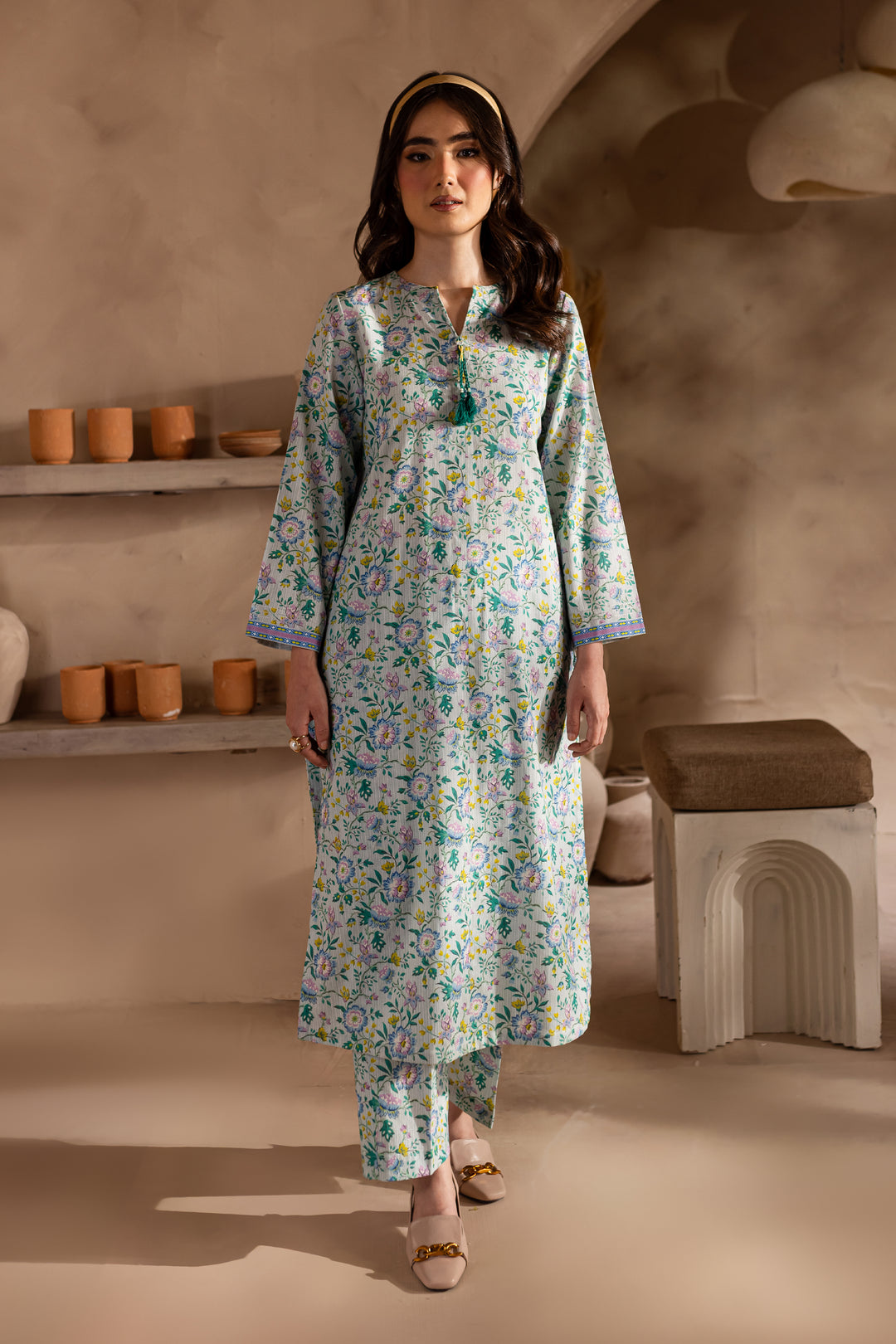 Asna 2Pc - Printed Khaddar Dress - BATIK