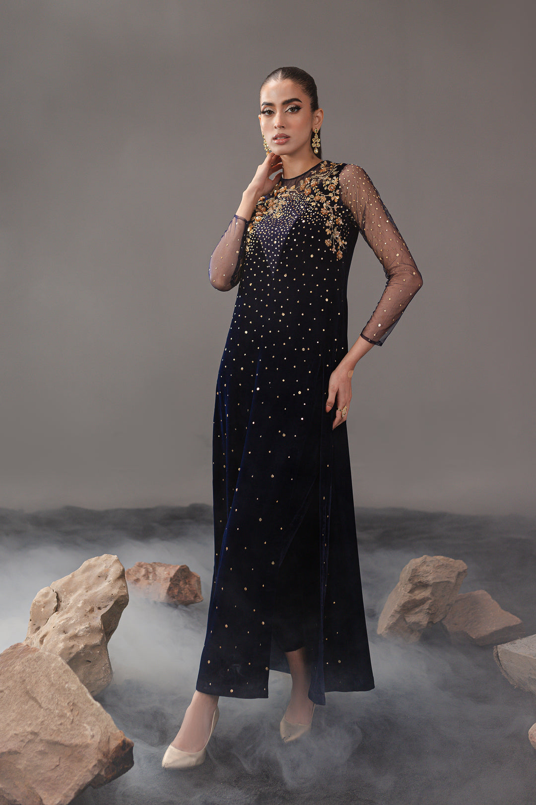 Blue Ell 1Pc - Formal Velvet Maxi - BATIK