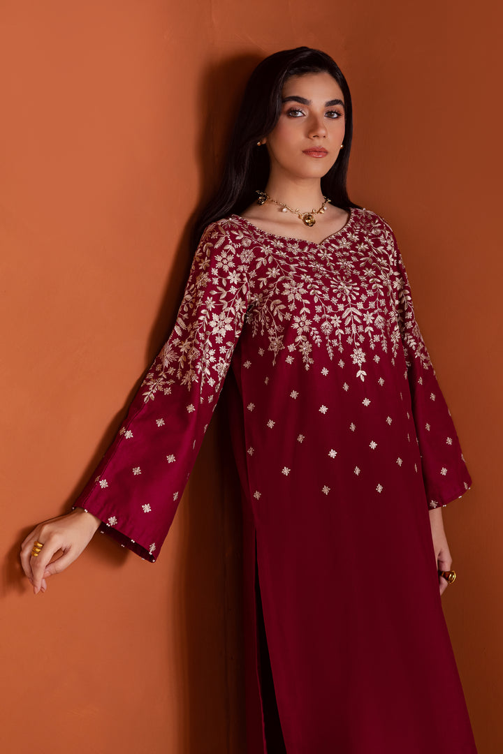 Cherry on top 2Pc - Embroidered Khaddar Dress