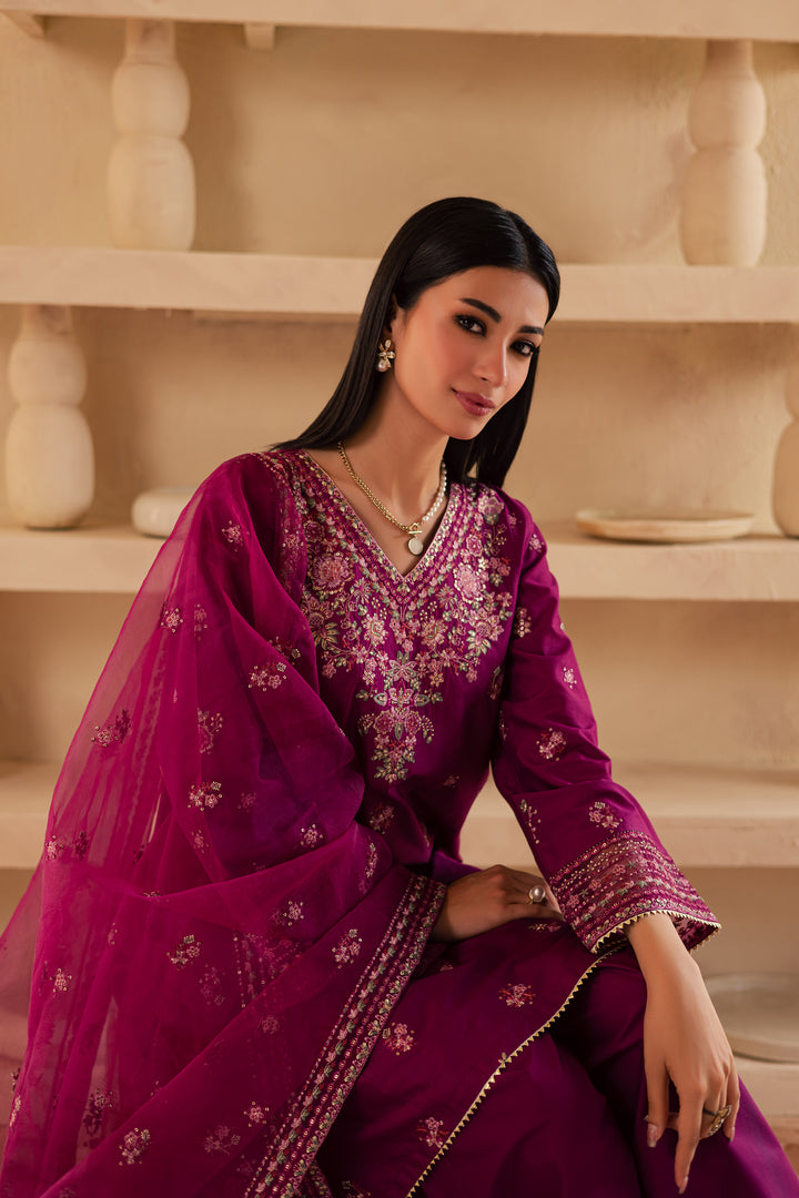 Zariah 3Pc - Embroidered Solid Dress - BATIK