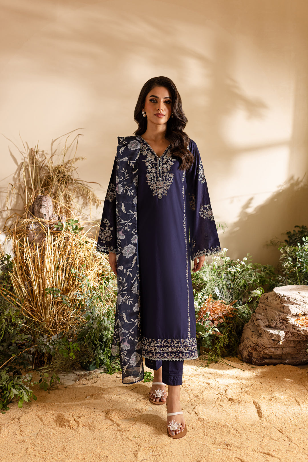 Gloomy 3Pc - Embroidered Lawn Dress - BATIK