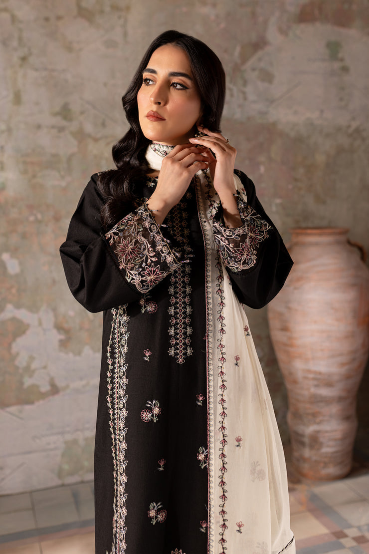 Black List 3Pc - Embroidered Khaddar Dress