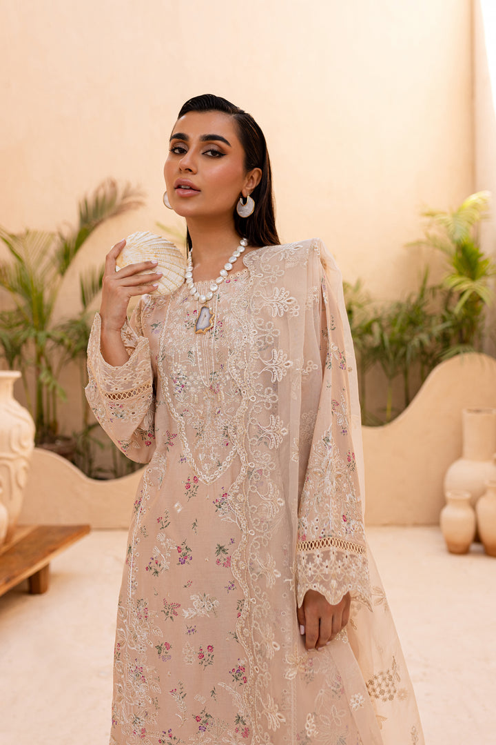 Ammar Peach 3Pc - Embroidered Luxe PRET - BATIK