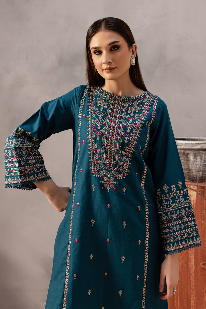 Blue Pearl 2Pc - Embroidered Khaddar Dress - BATIK