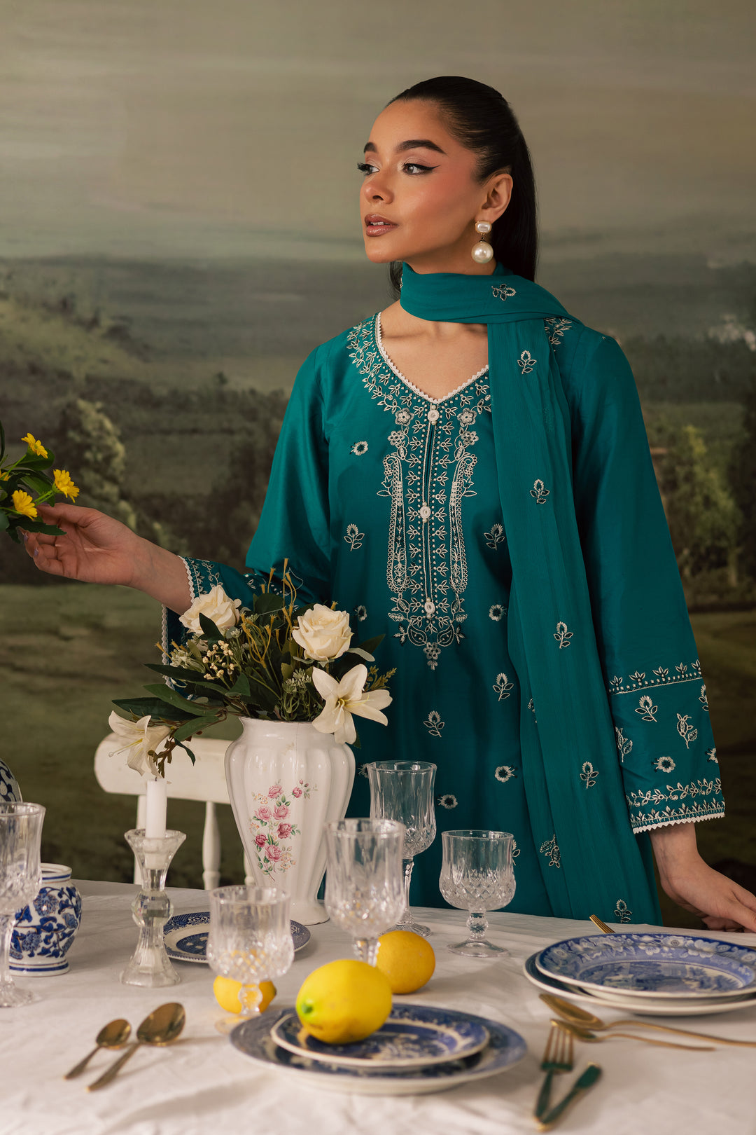 Aqua 3Pc - Embroidered Lawn Pret