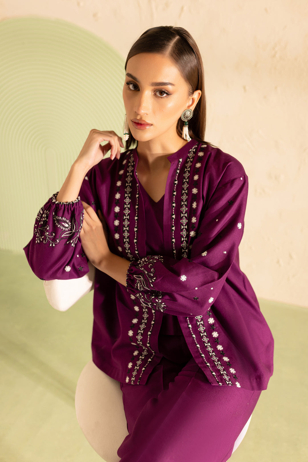 Edwina 3Pc - Embroidered Khaddar Dress - BATIK