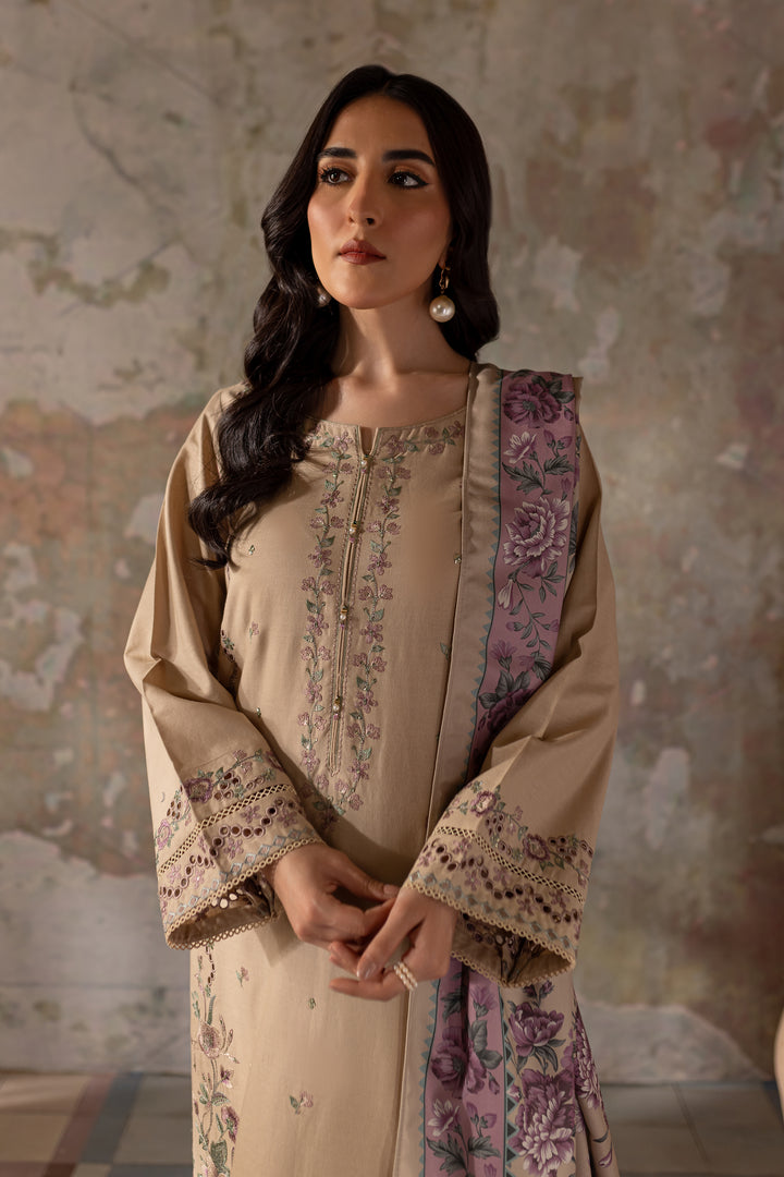 Beige Peel 3Pc - Embroidered Khaddar Dress - BATIK