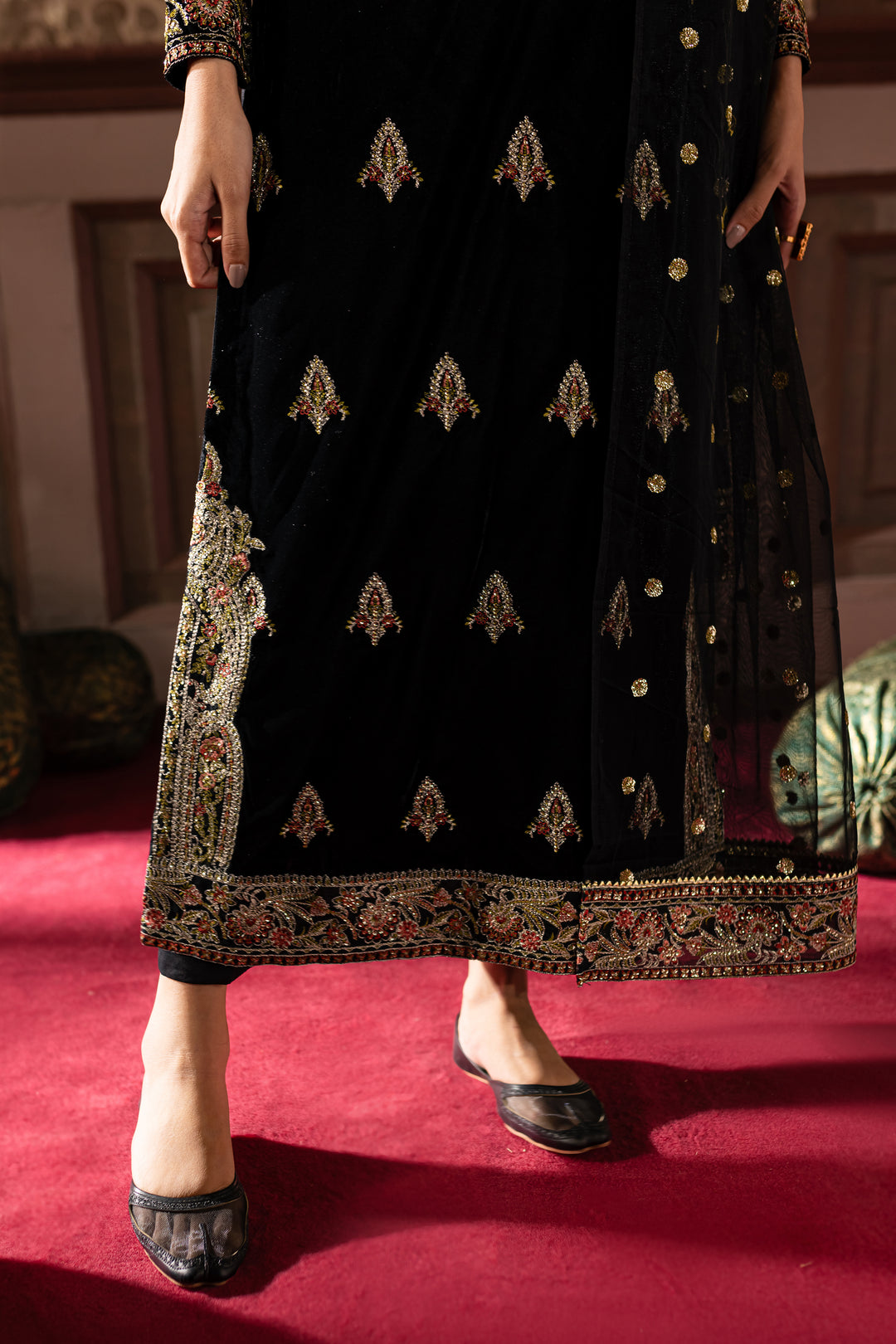 Siyah Gul 3Pc- Embroidered Luxe Pret - BATIK