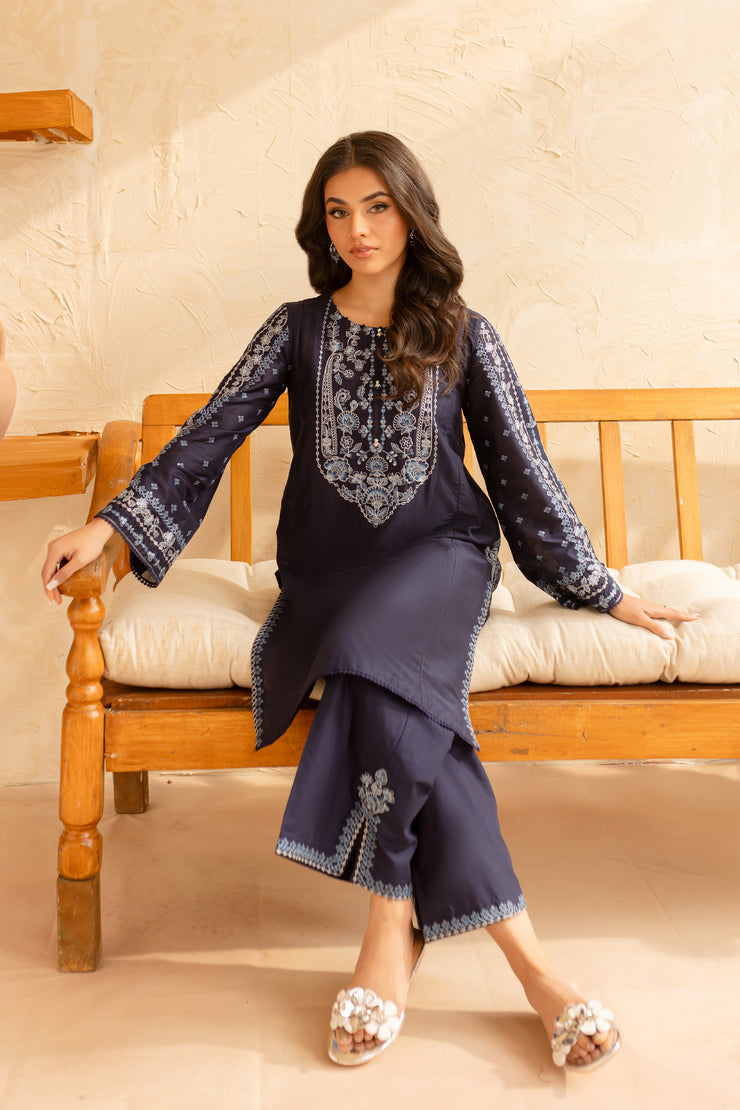 Blue Indigo 2Pc - Embroidered Lawn Dress