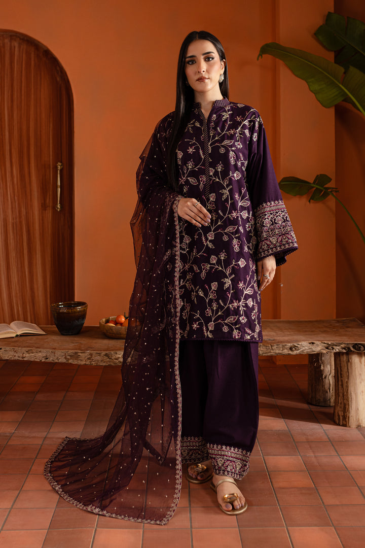 Dazzel 3Pc - Embroidered Karandi Dress - BATIK