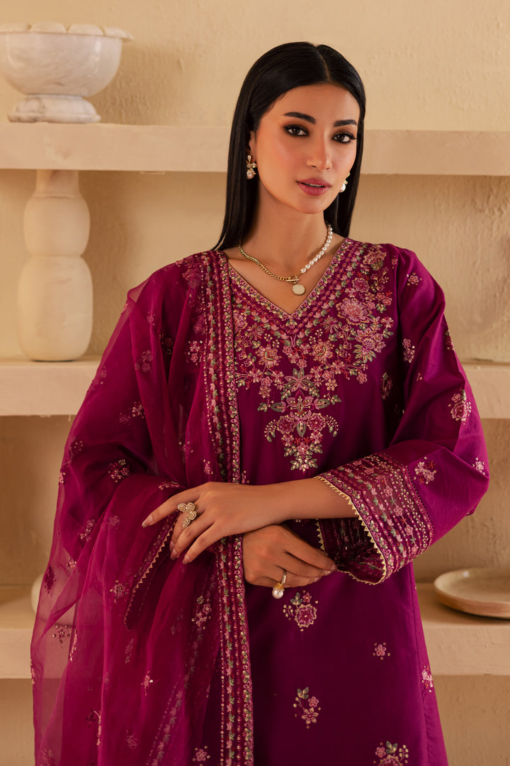 Zariah 3Pc - Embroidered Solid Dress - BATIK