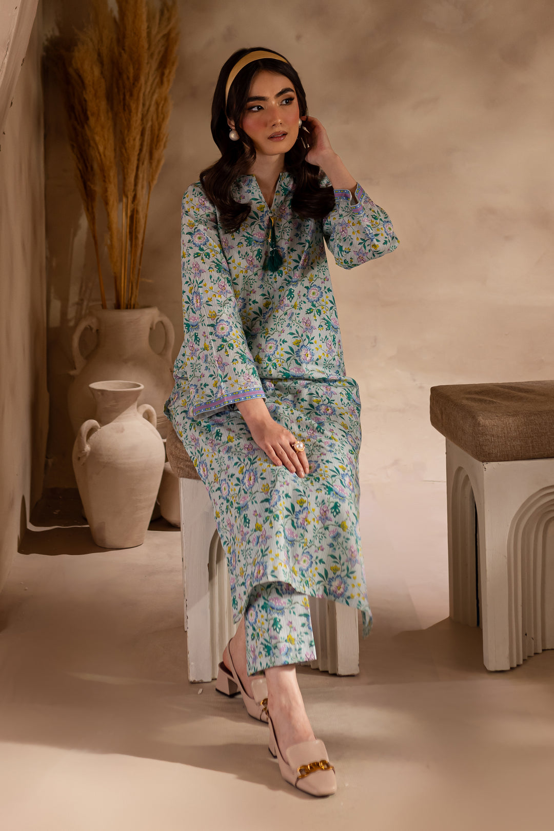 Asna 2Pc - Printed Khaddar Dress - BATIK