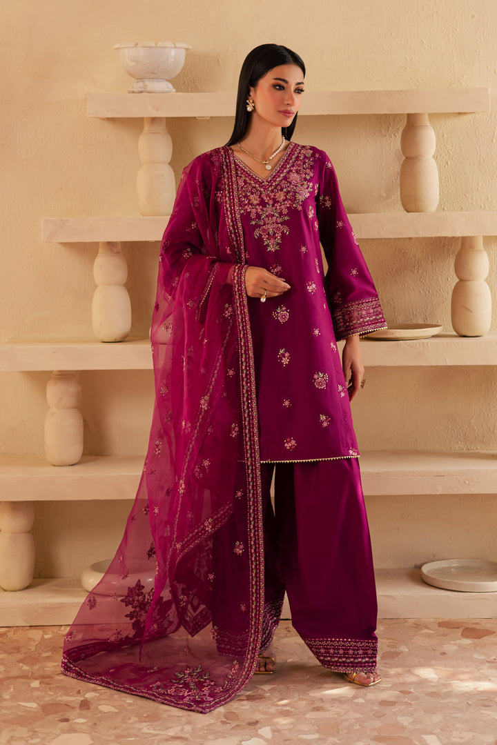 Zariah 3Pc - Embroidered Solid Dress - BATIK