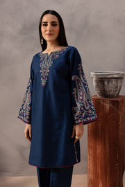 Ebony Blue 2Pc - Embroidered Khaddar Dress - BATIK