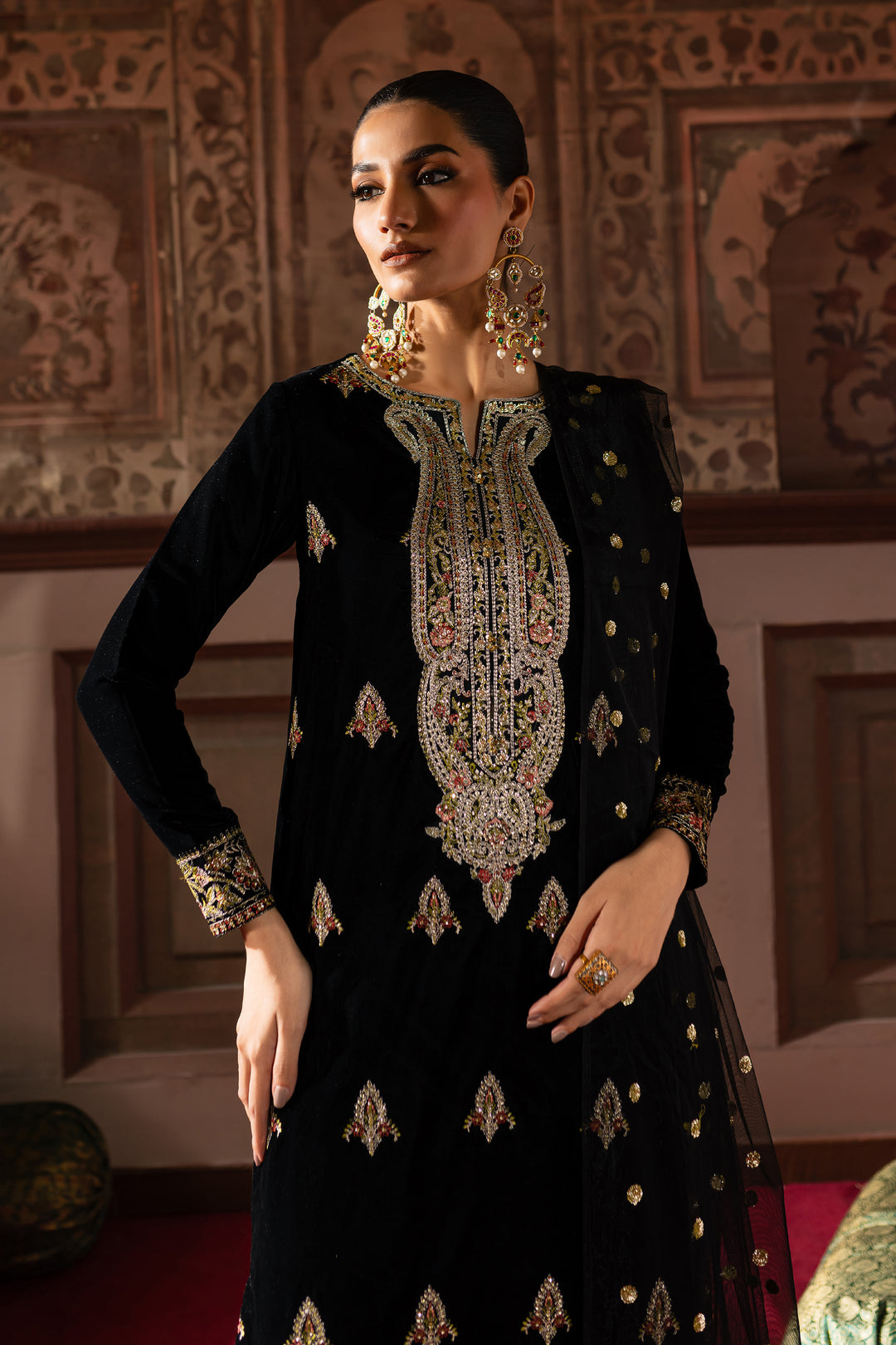 Siyah Gul 3Pc- Embroidered Luxe Pret - BATIK