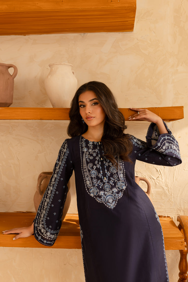 Blue Indigo 2Pc - Embroidered Lawn Dress