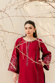Deep Pink 2Pc - Embroidered Khaddar Dress - BATIK