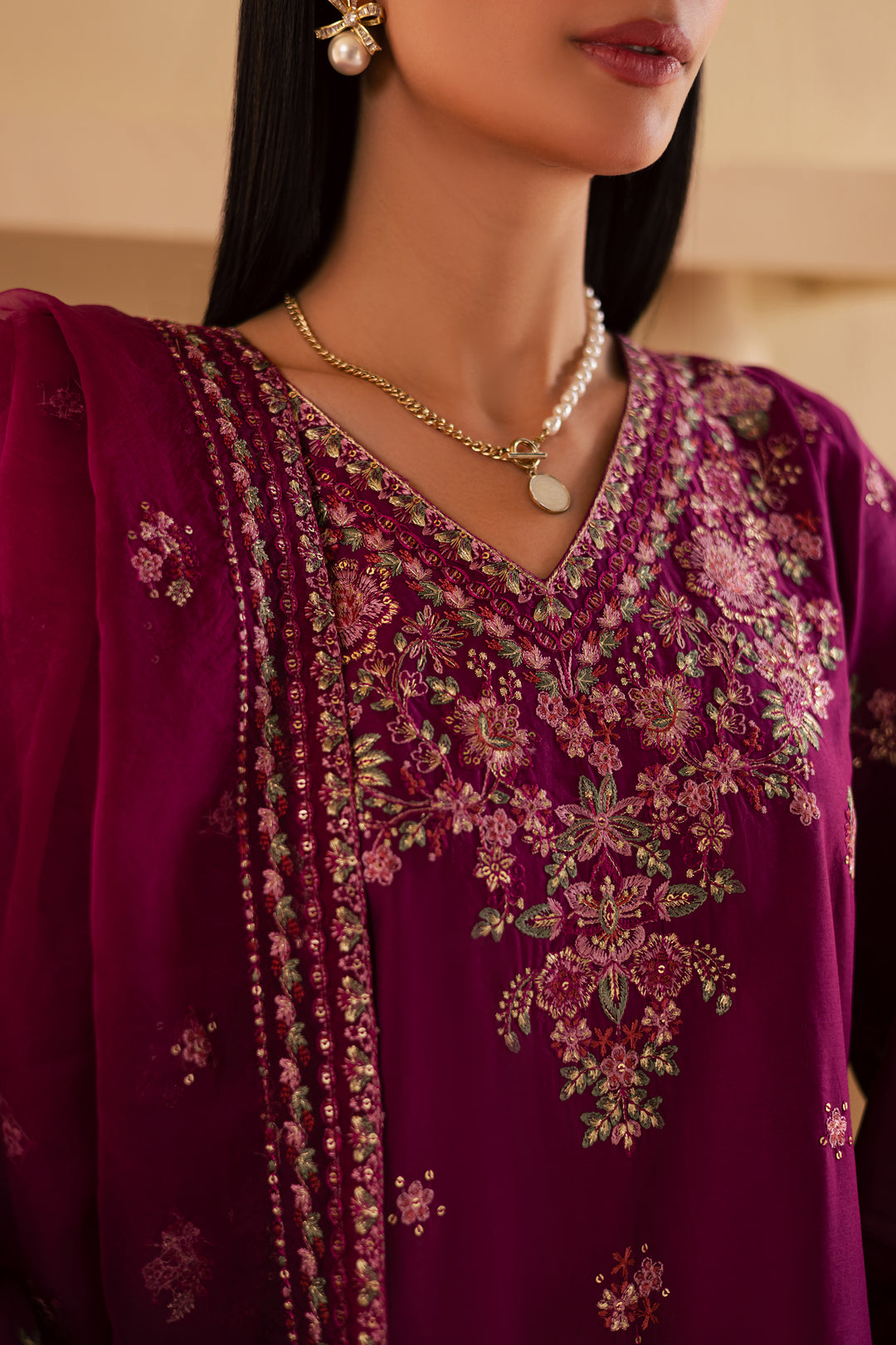 Zariah 3Pc - Embroidered Solid Dress - BATIK