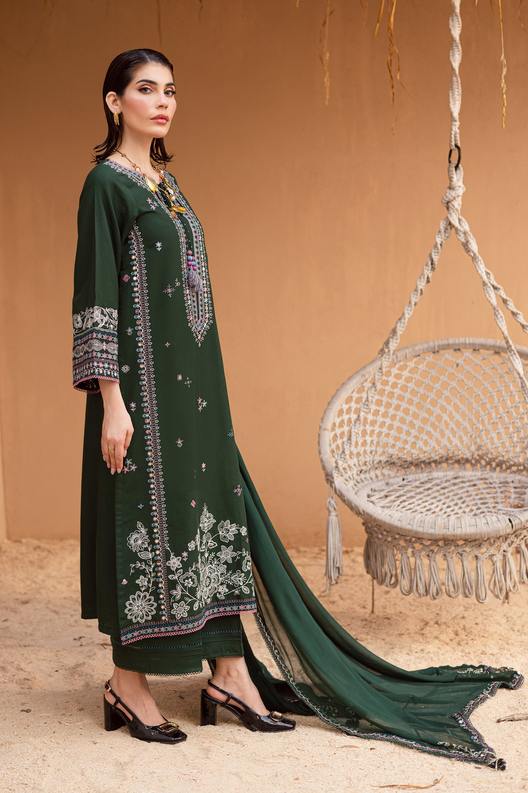Mosswood 3Pc - Embroidered Khaddar Dress