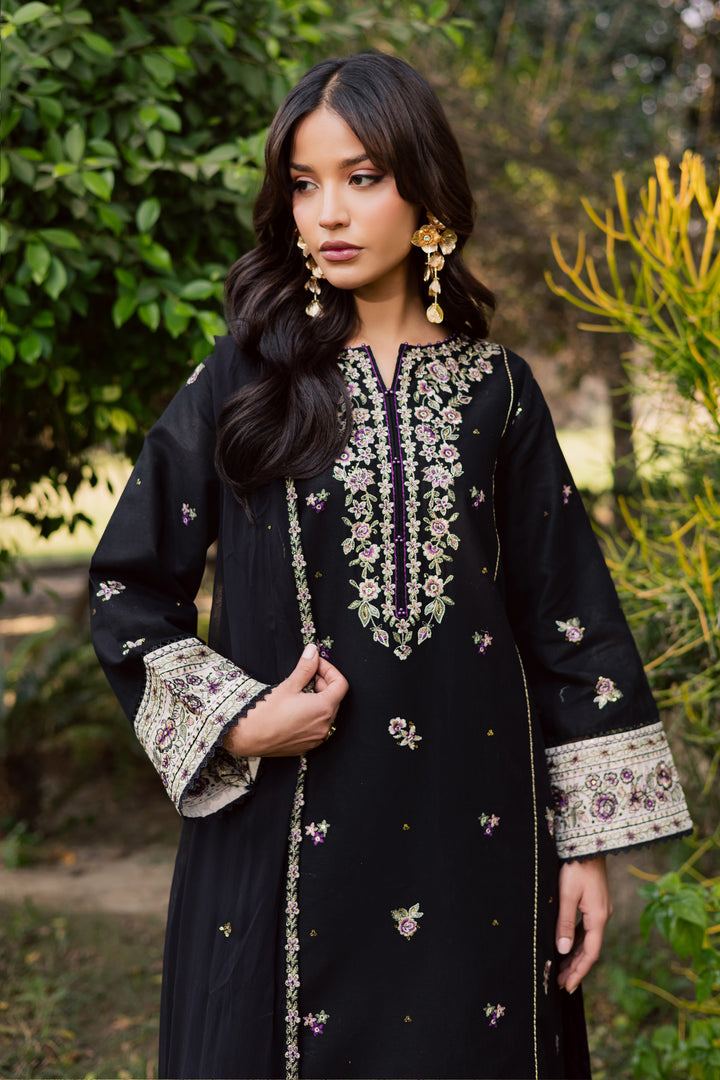 Night Bloom 3Pc - Embroidered Khaddar Dress