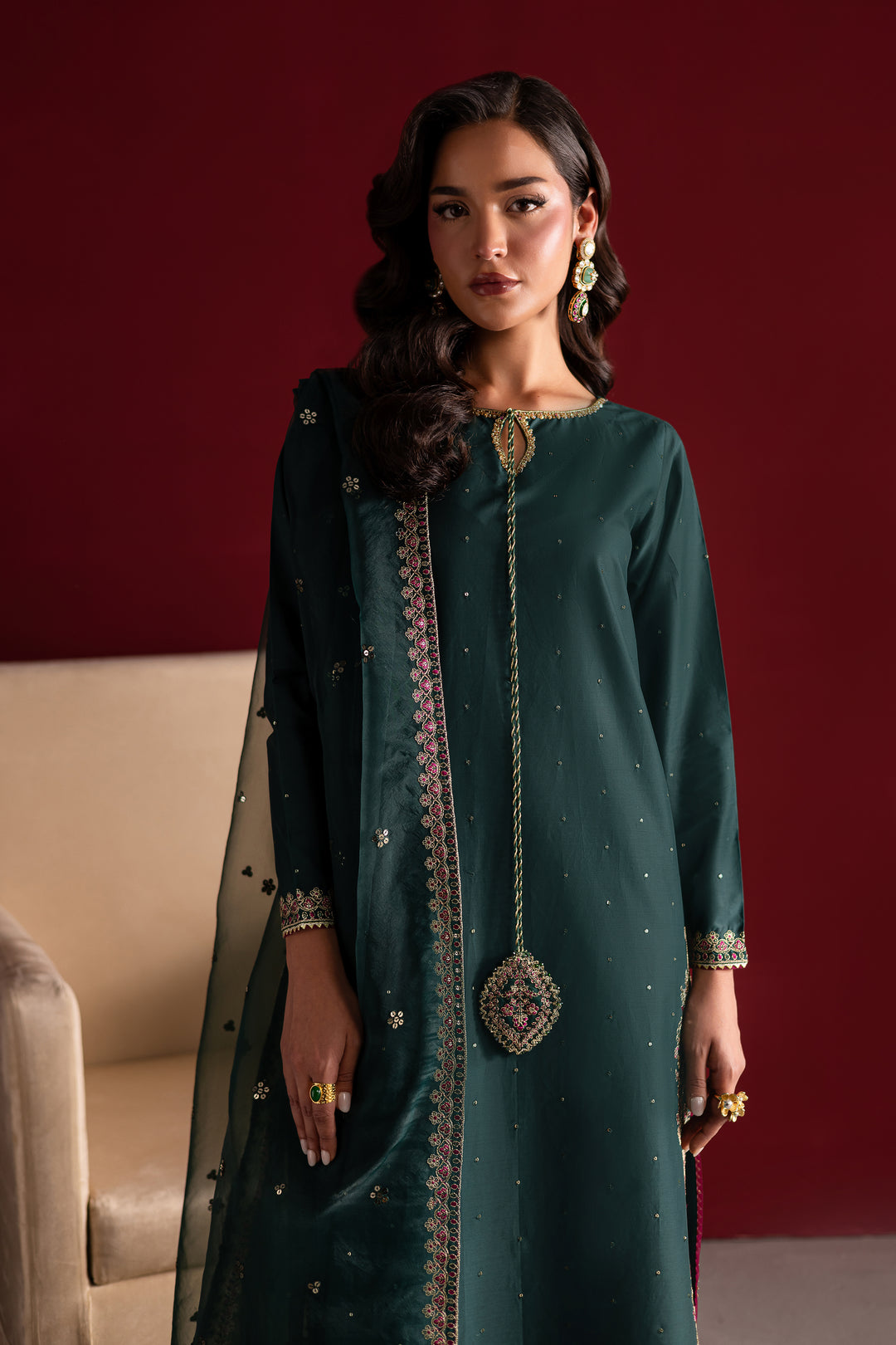 Emerald Glam 3Pc- Festive Luxe Pret