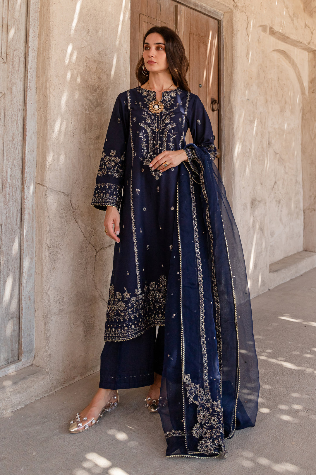 Fidos 3Pc - Embroidered Khaddar Dress - BATIK