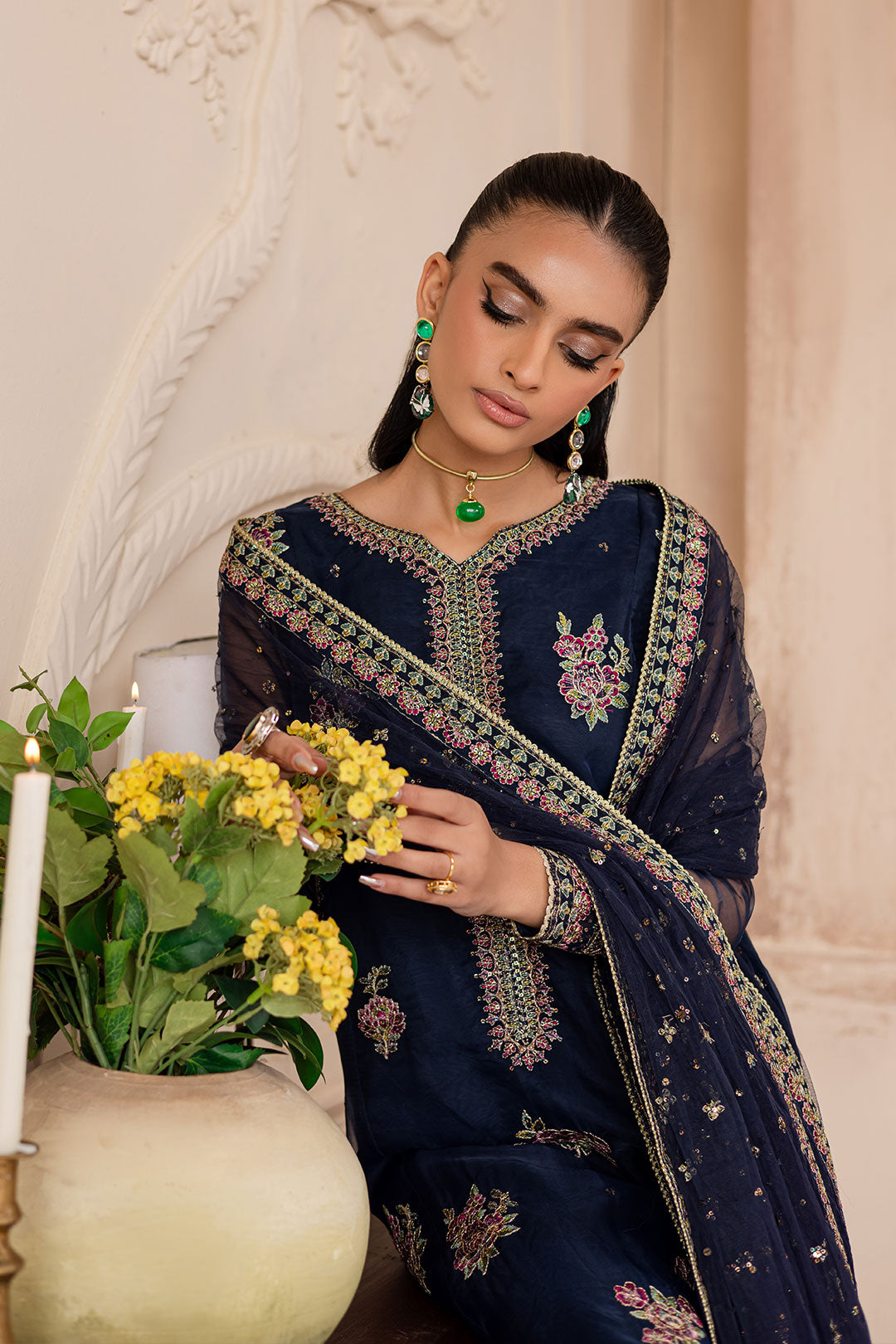 Ishani 3Pc - Embroidered Luxe Pret