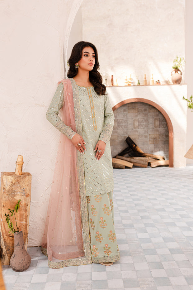 Pink Saige 3Pc - Embroidered Luxe PRET - BATIK