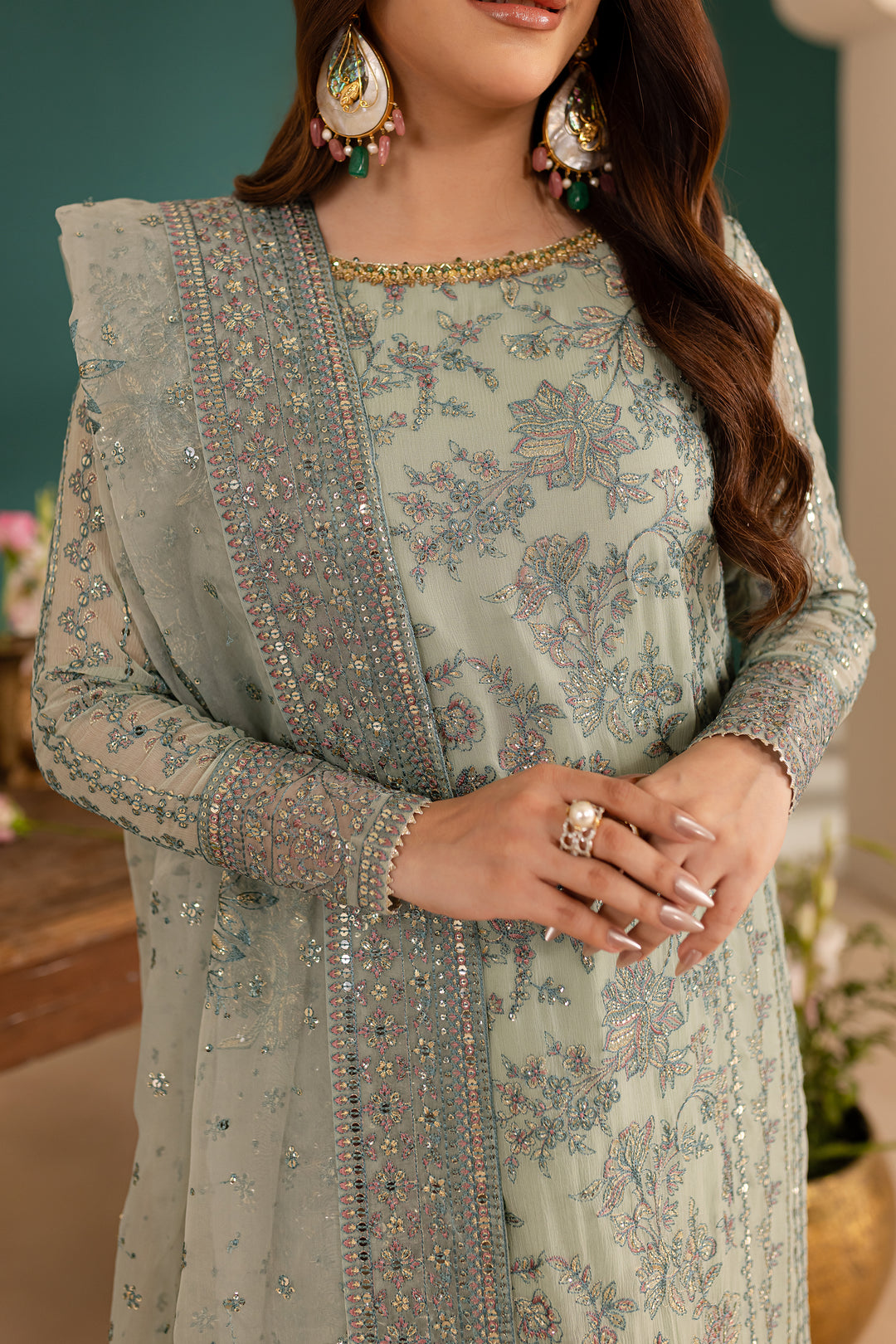 Abyan 3Pc - Embroidered Luxe Pret