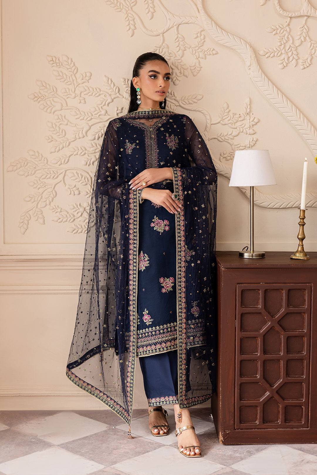 Ishani 3Pc - Embroidered Luxe Pret