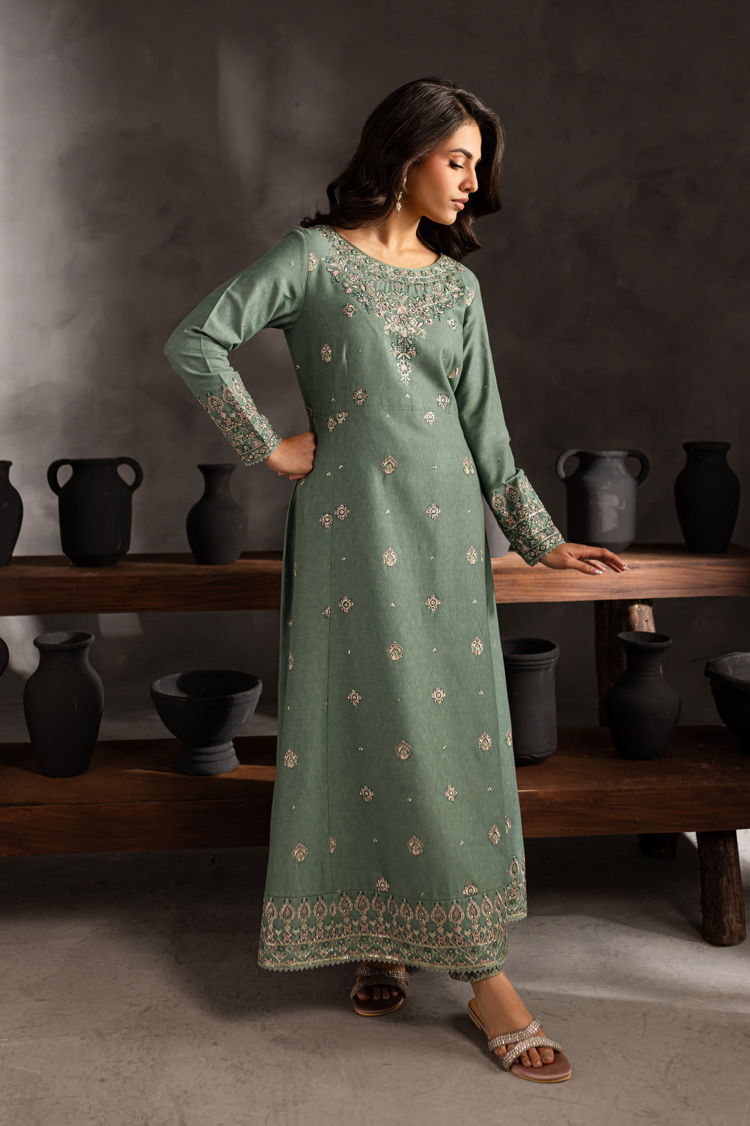 Robin 2Pc - Embroidered Karandi dress - BATIK