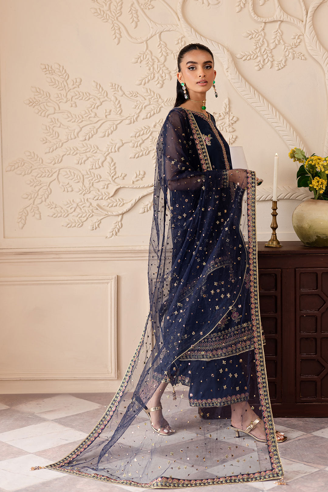 Ishani 3Pc - Embroidered Luxe Pret