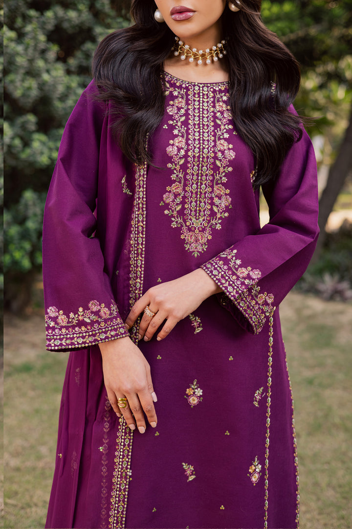 Ruby Rosa 3Pc - Embroidered Khaddar Dress