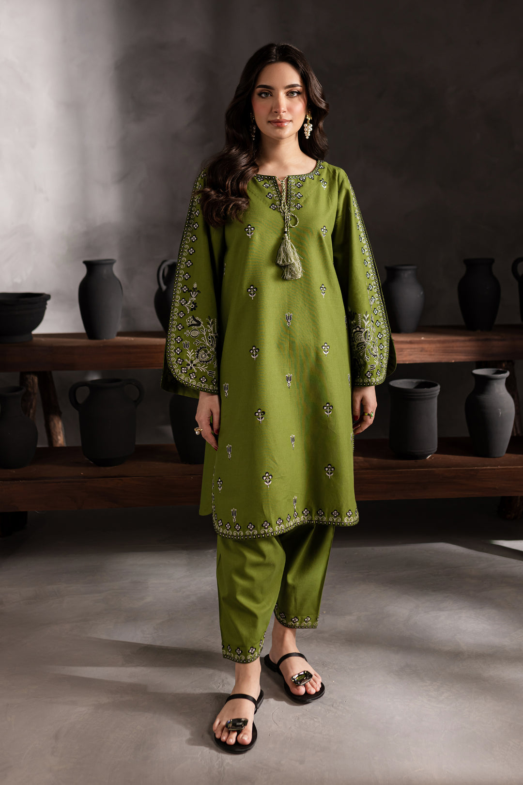 Green Gem 2Pc - Embroidered Khaddar Dress - BATIK