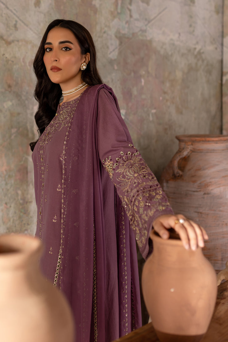 Fasana 3Pc - Embroidered Khaddar Dress