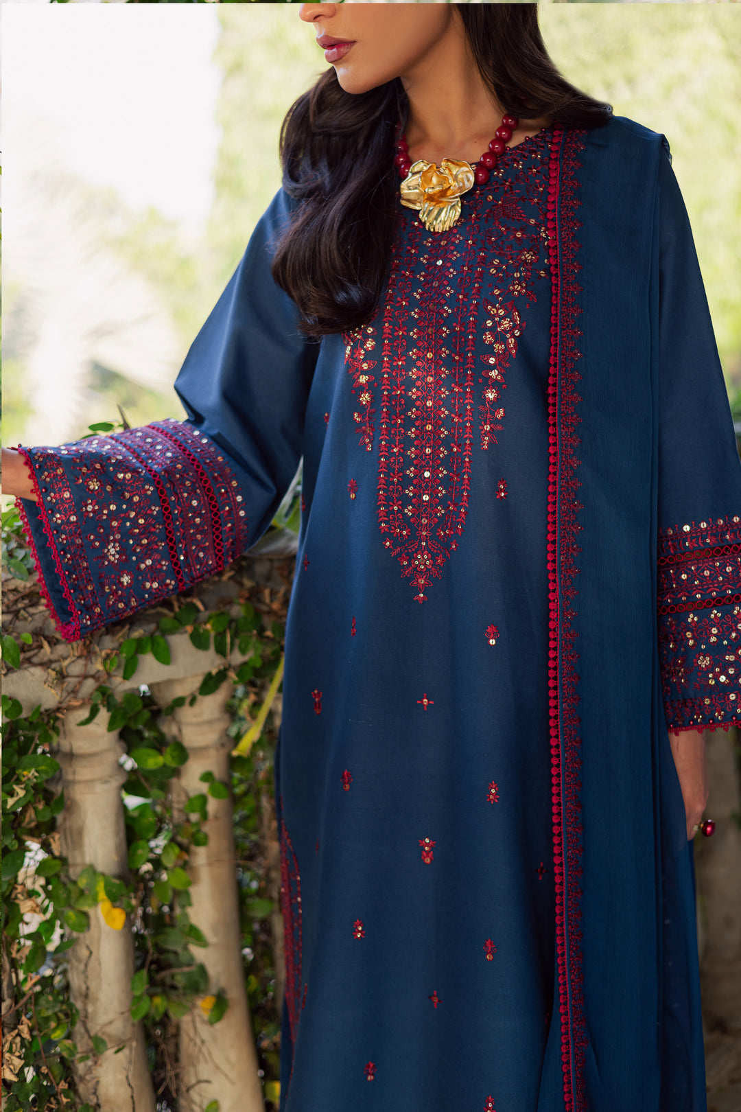 Aeina 3Pc - Embroidered Khaddar Dress