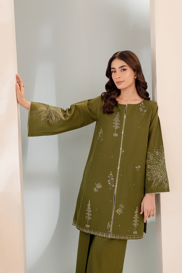 Seaweed 2Pc - Embroidered Khaddar Dress - BATIK