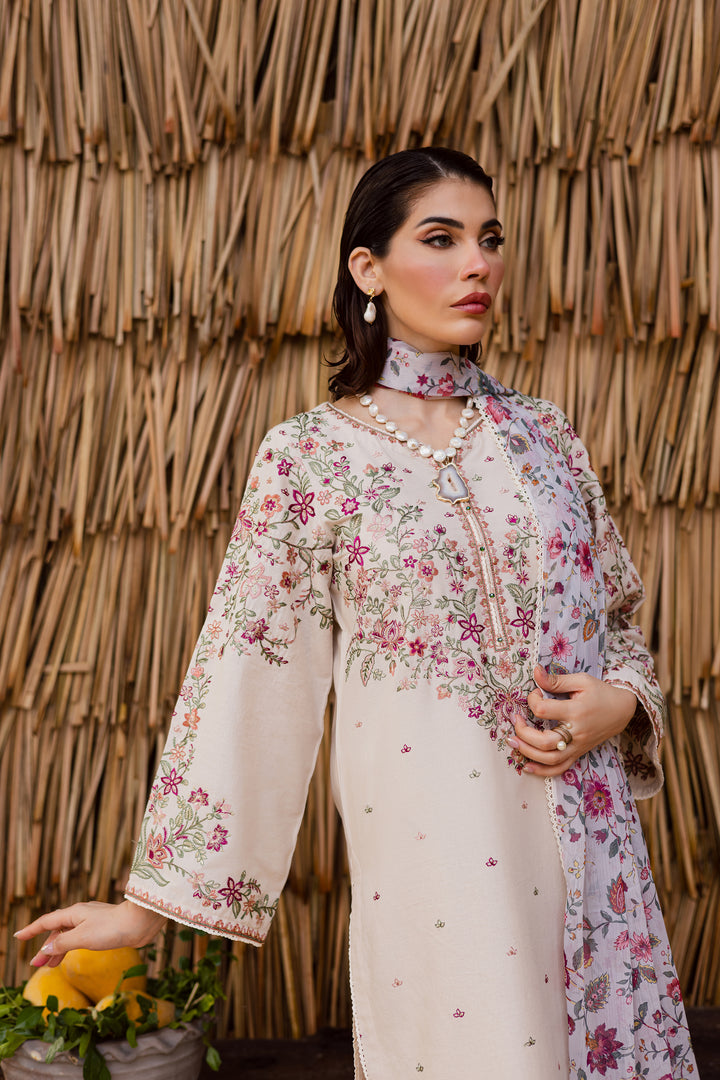 Dream Garden 3Pc - Embroidered Khaddar Dress