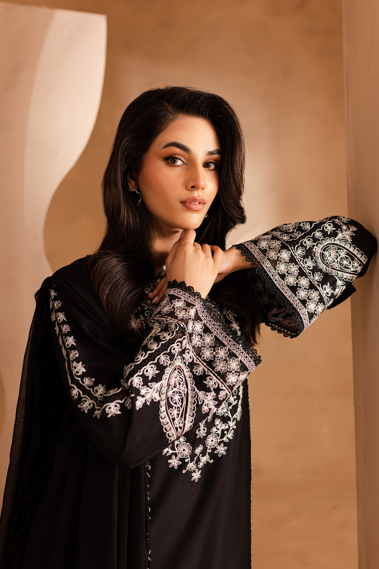 Black Pearl 3Pc - Embroidered Lawn Dress - BATIK