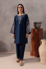 Ebony Blue 2Pc - Embroidered Khaddar Dress - BATIK