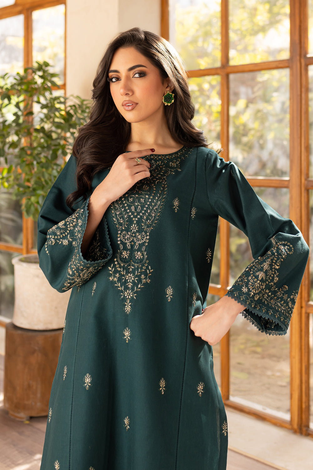 Emerald Dream 2Pc - Embroidered Khaddar Dress - BATIK