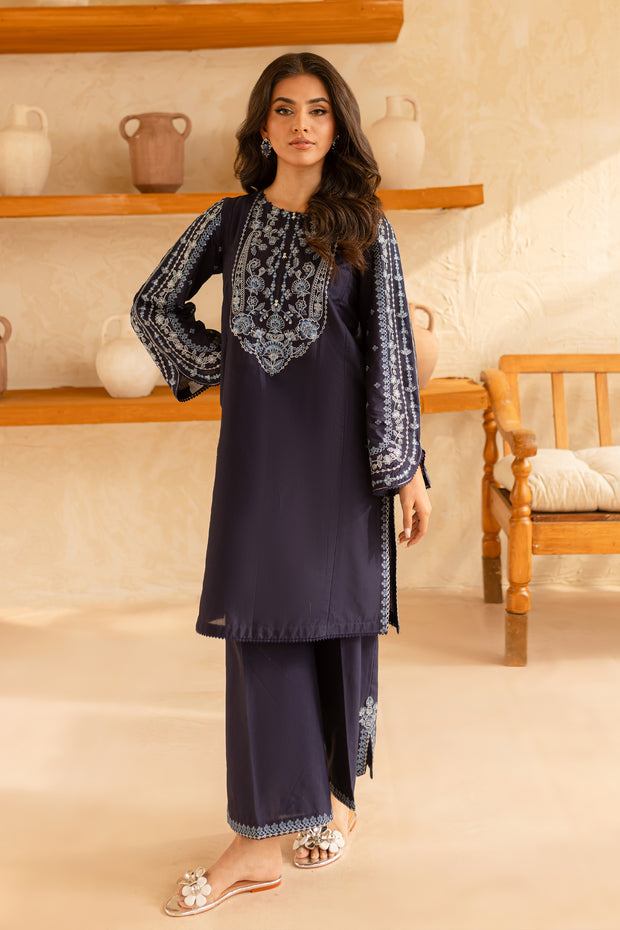 Blue Indigo 2Pc - Embroidered Lawn Dress