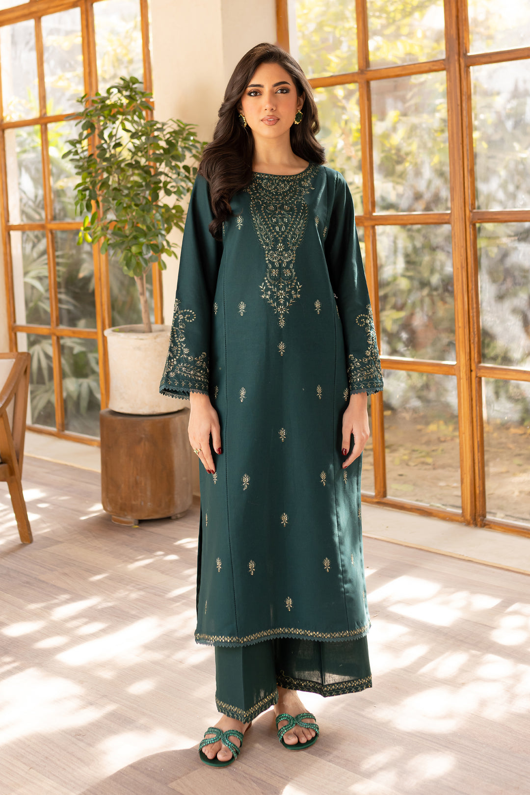 Emerald Dream 2Pc - Embroidered Khaddar Dress - BATIK