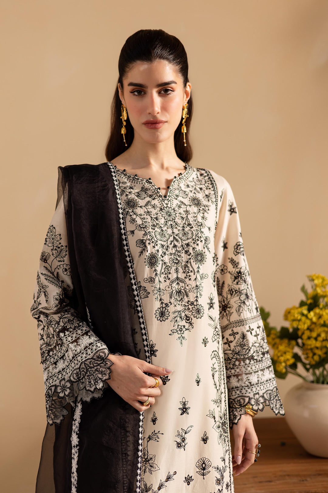 Hanaya 3Pc - Embroidered Luxe PIMA