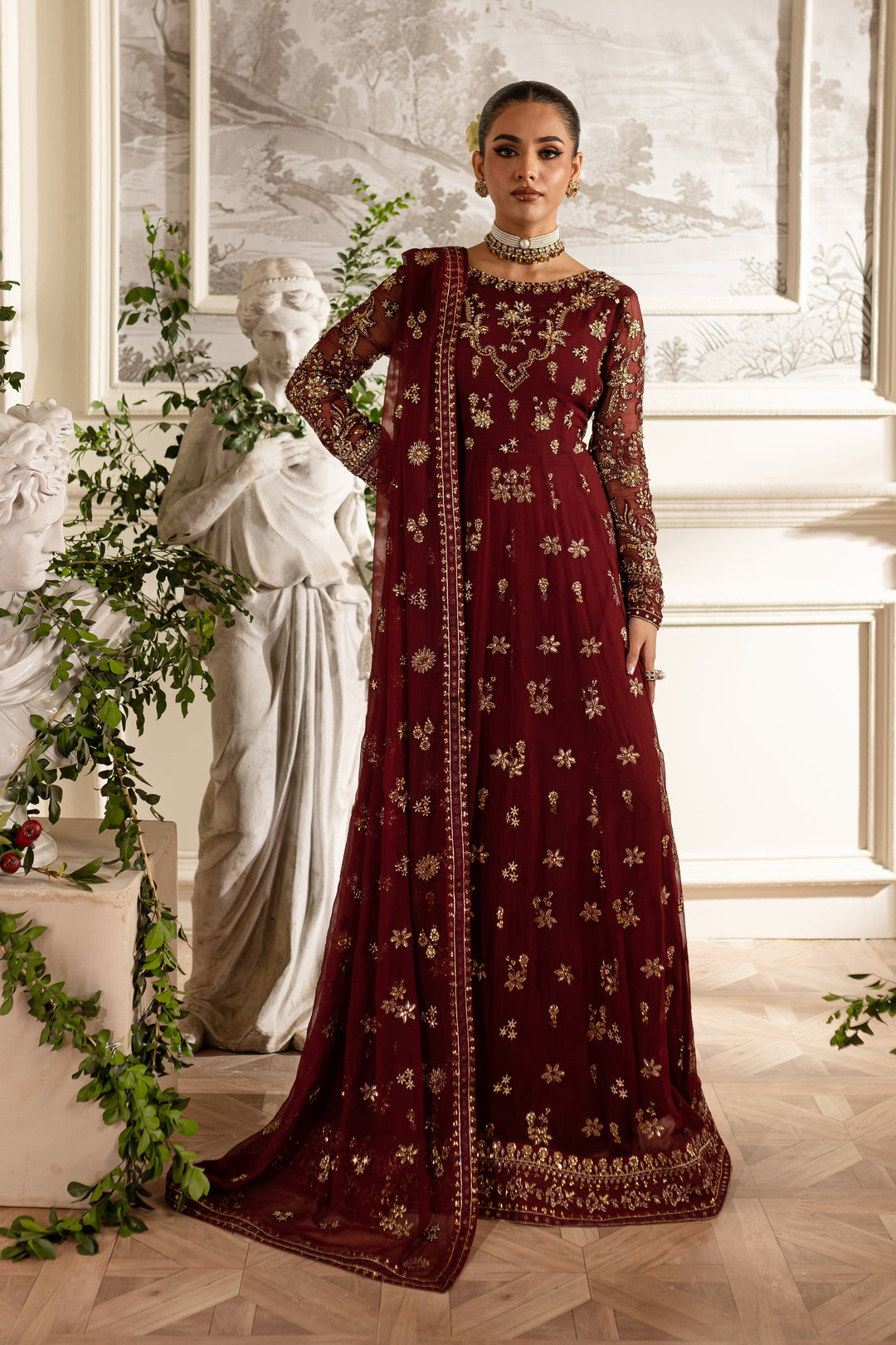 Maroon Flame- 3Pc Formal Dress - BATIK