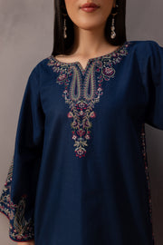 Ebony Blue 2Pc - Embroidered Khaddar Dress - BATIK