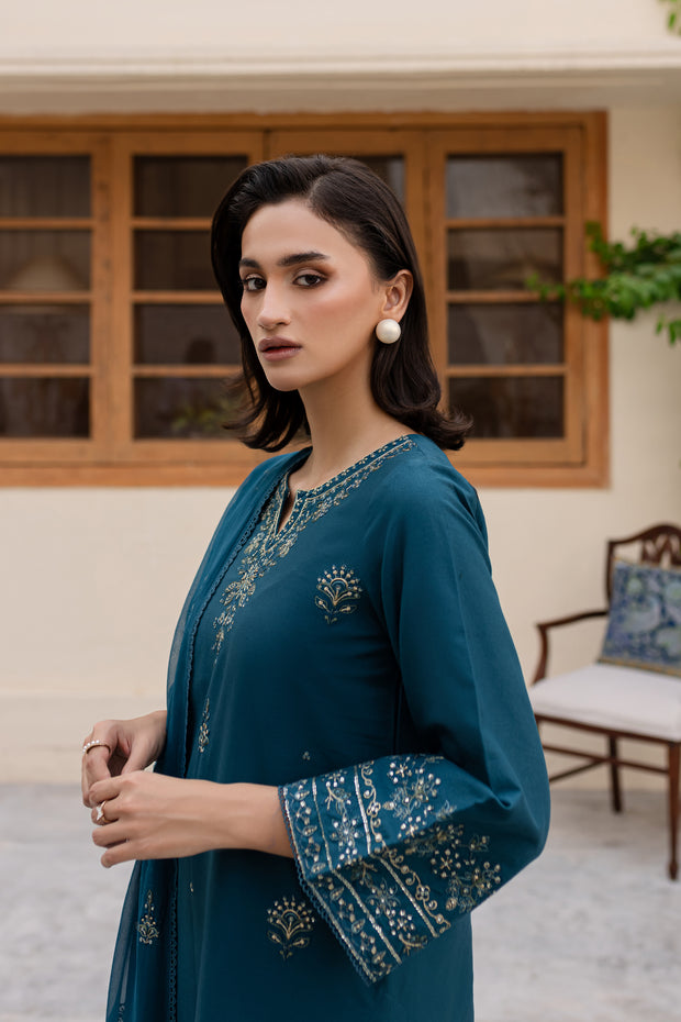 Brucie 3Pc - Embroidered Khaddar Dress - BATIK