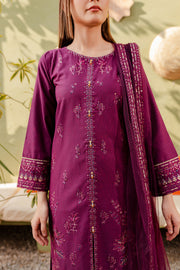 Plum 3Pc - Embroidered Karandi Dress - BATIK