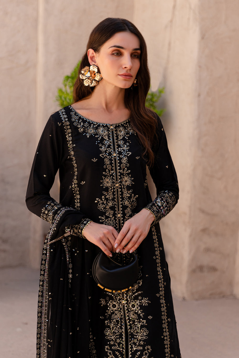 Ernest 3Pc - Embroidered Khaddar Dress - BATIK